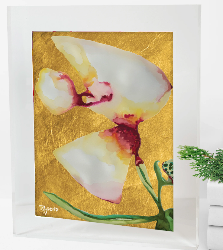 Lilium and Gold Acrylic Block Frame