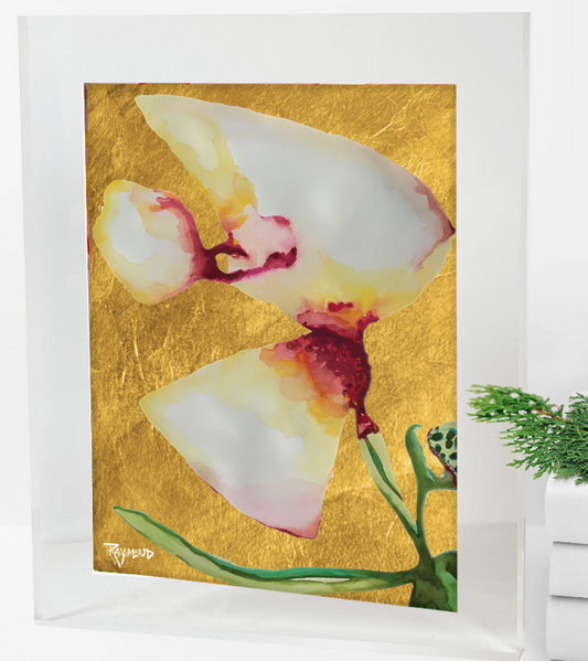Lilium and Gold Acrylic Block Frame