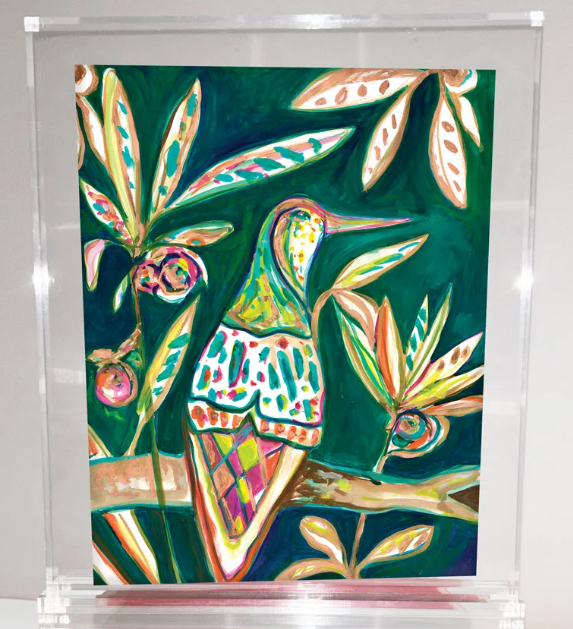 Green Hummingbird Acrylic Block Frame