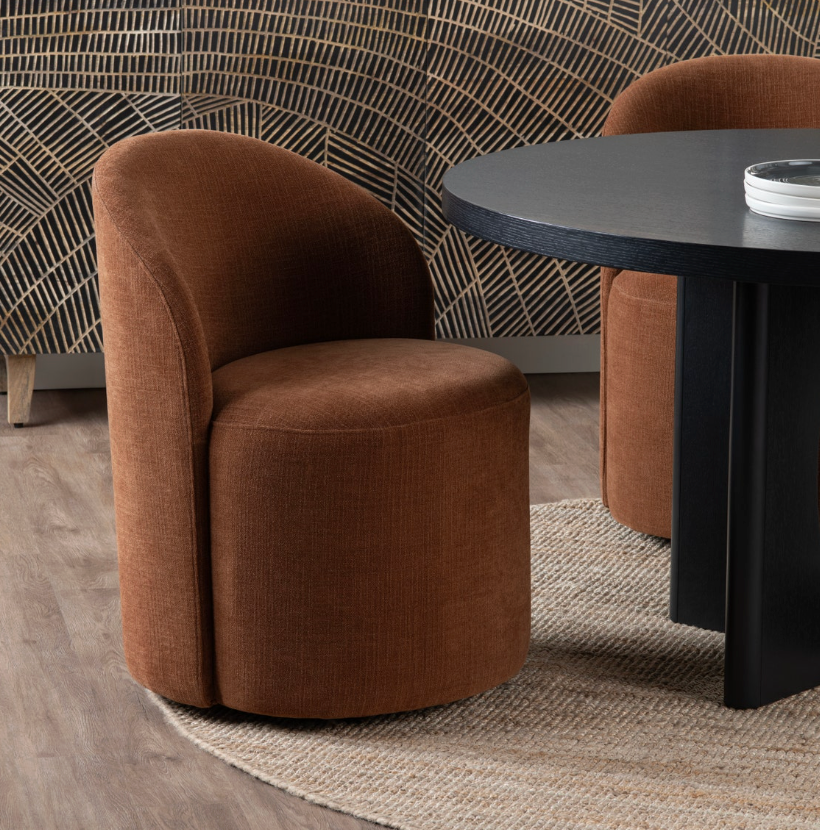 Fairfield Rolling Dining Chair, Rust