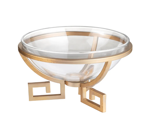 Classic Glass Bowl w/ Greek Key Base
