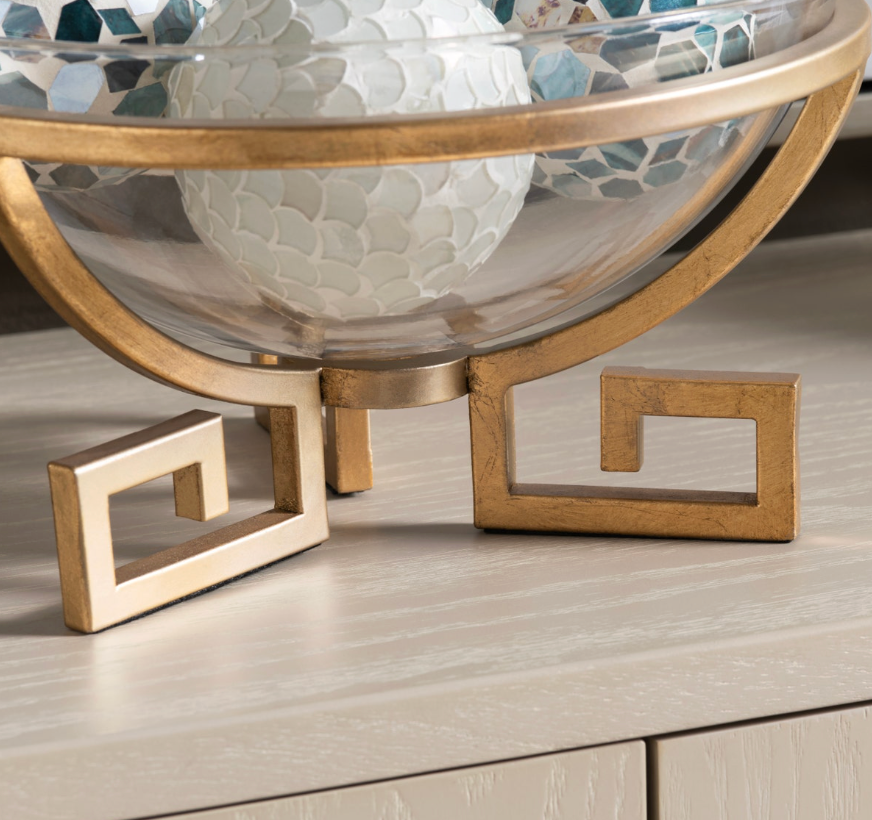 Classic Glass Bowl w/ Greek Key Base