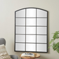 Black Metal Arched Windowpane Mirror, Tall