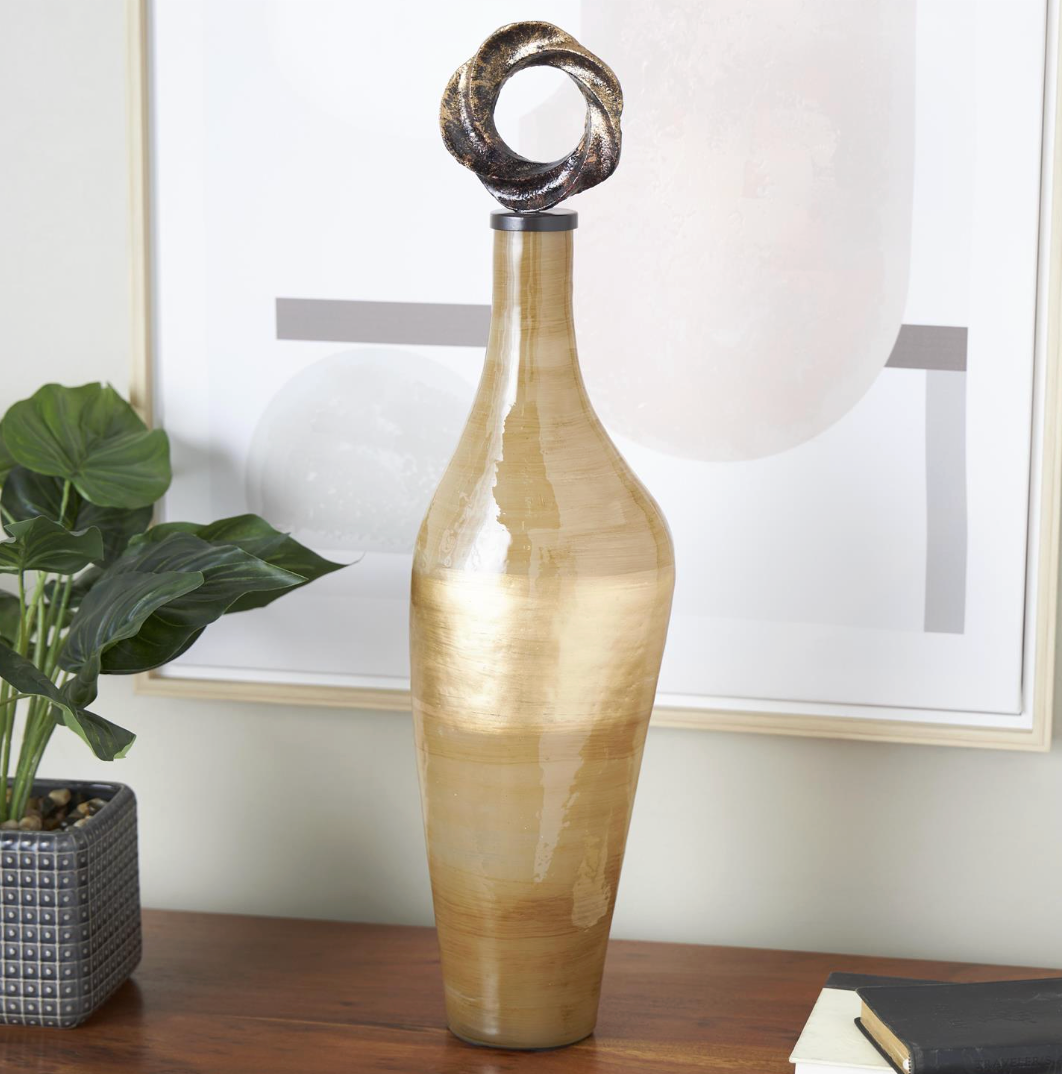 Glass Ombre Decorative Jar with Bronze Ring Top (Various Styles)