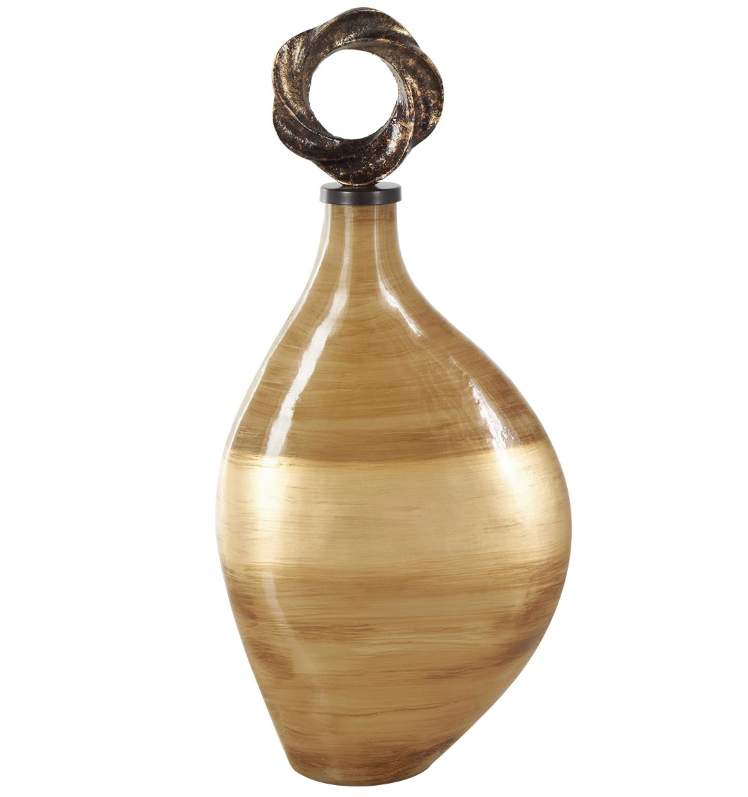 Glass Ombre Decorative Jar with Bronze Ring Top (Various Styles)