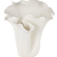 White Abstract Vase w/ Wavy Rim, Short