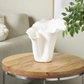 White Abstract Vase w/ Wavy Rim, Short