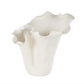 White Abstract Vase w/ Wavy Rim, Short