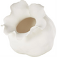 White Abstract Floral Vase w/ Wavy Rim