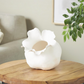 White Abstract Floral Vase w/ Wavy Rim