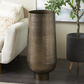 Brass Metal Textured Floor Vase with Elevated Base (Various Sizes)
