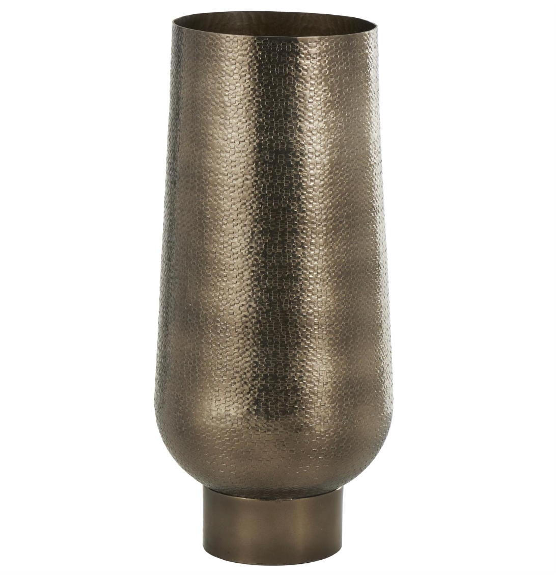 Brass Metal Textured Floor Vase with Elevated Base (Various Sizes)