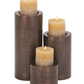 Bronze Hammered Pillar Candleholders, Set of 3