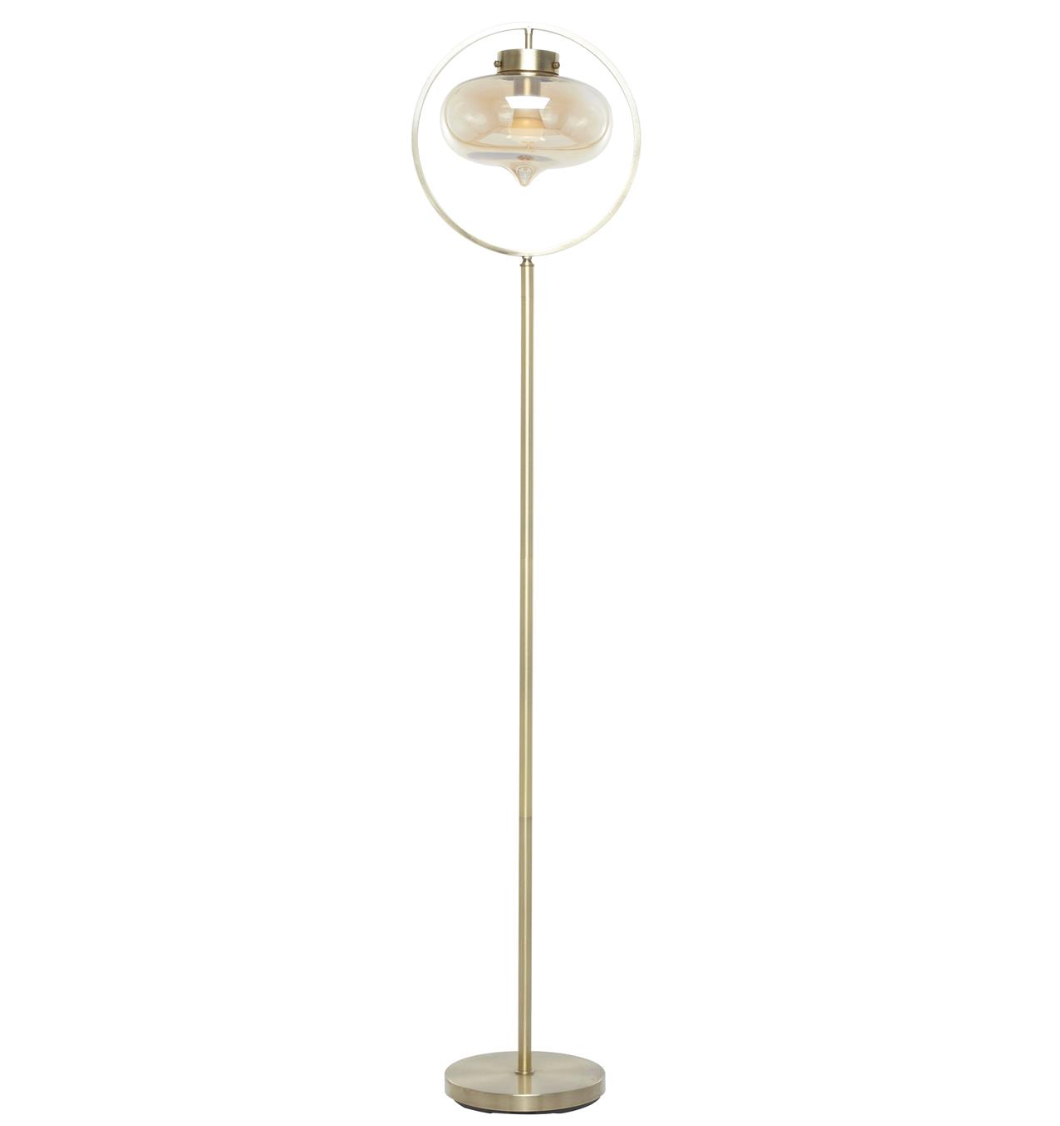 Glass and Gold Metal Floor Lamp