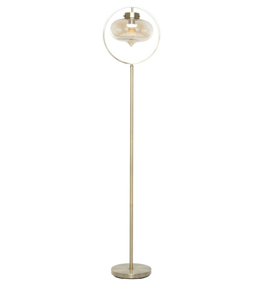 Glass and Gold Metal Floor Lamp