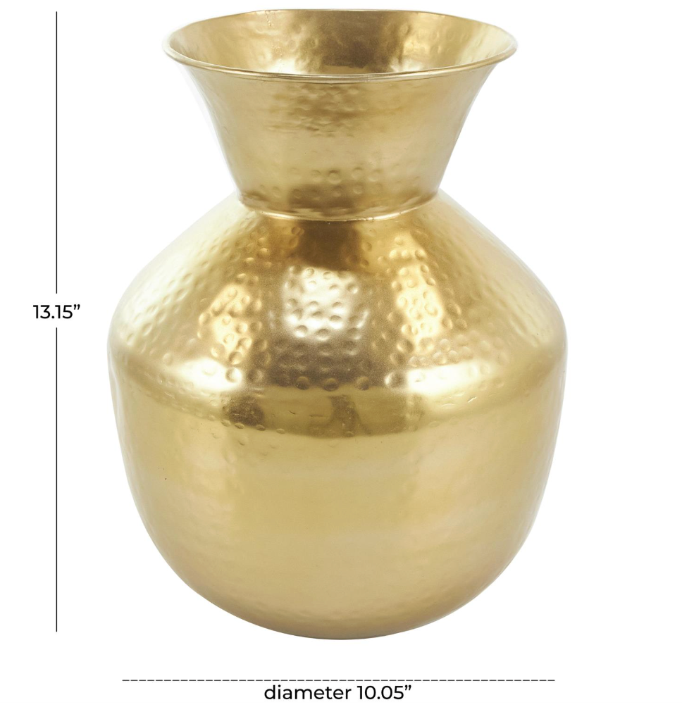 Gold Hammered Metal Vase