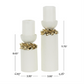 White and Gold Ceramic Pillar Candleholders, Set of 2