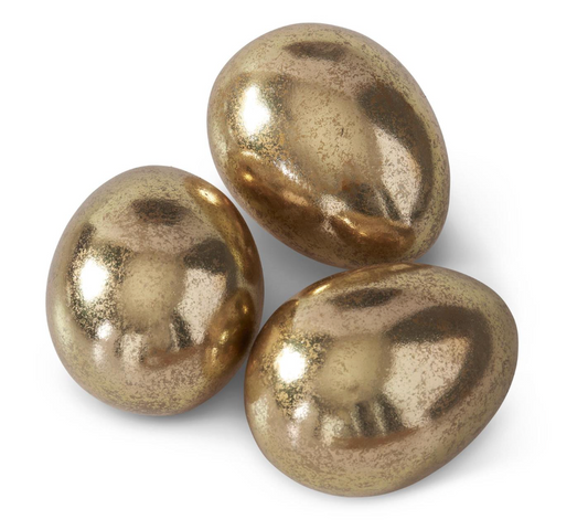 3" Gold Gilded Resin Eggs