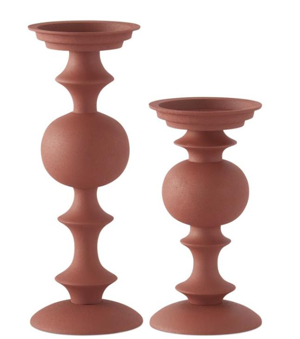 Rust Matte Metal Candleholders, Set of 2