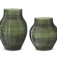 Green Grid Pressed Glass Vase (Various Sizes)