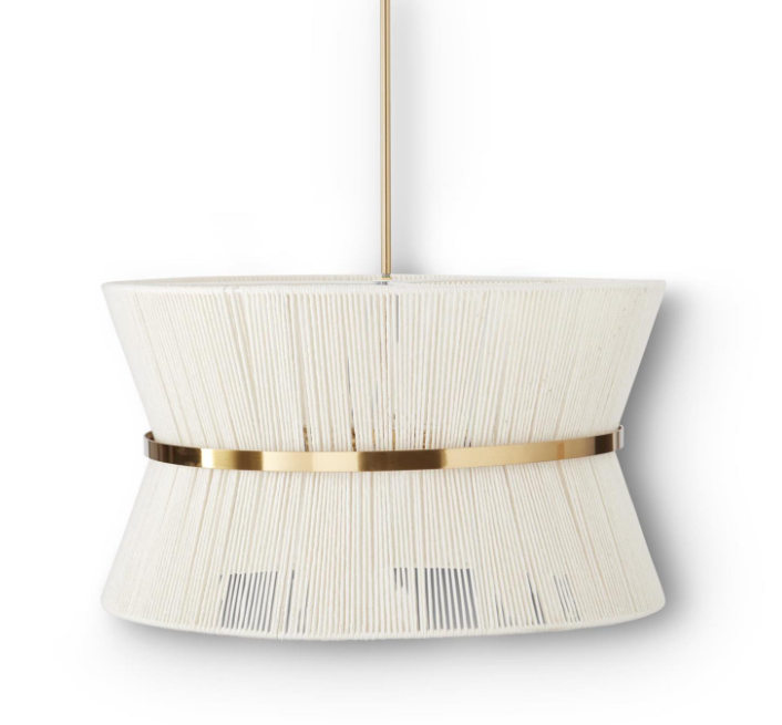 23.75" Cream Woven Rope Hourglass Pendant Light