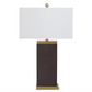 30" Brown Leather & Gold Metal Table Lamp