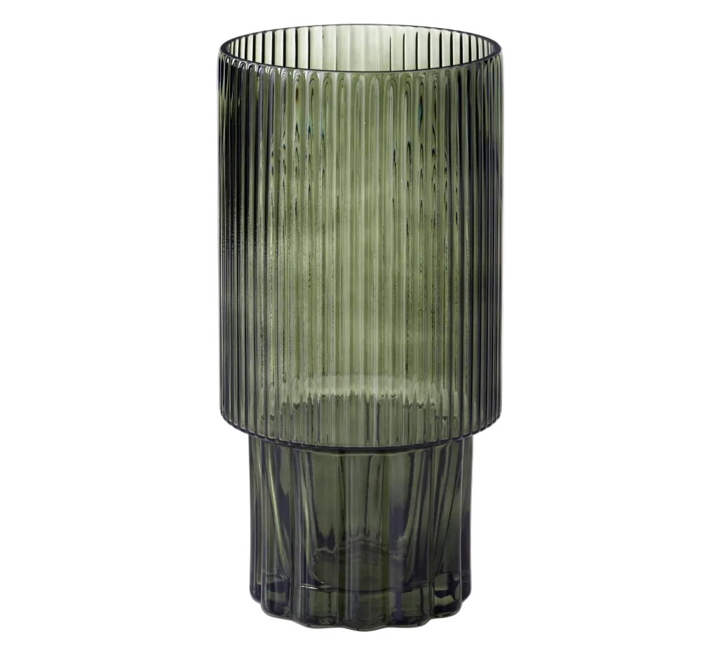 Green Lined Pressed Glass Vase (Various Sizes)