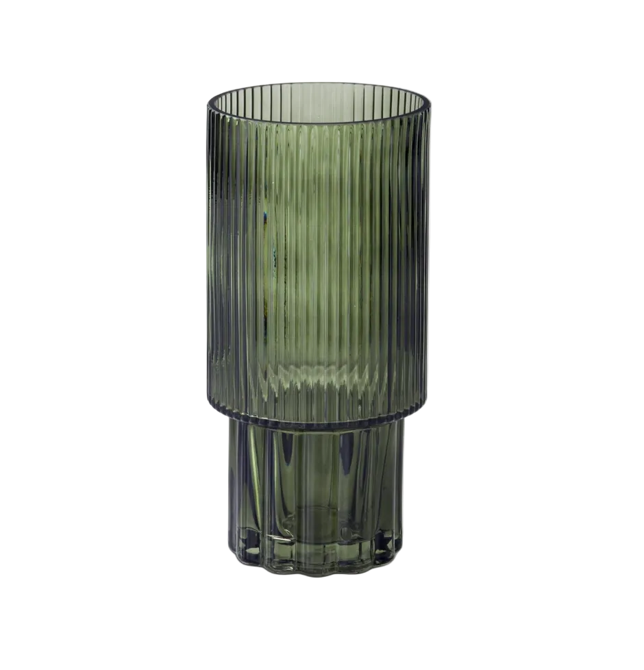 Green Lined Pressed Glass Vase (Various Sizes)