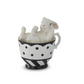 3.25" White Resin Bunnies in Black & White Teacups (Various Styles)
