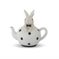 5.75" White Resin Bunnies in Black & White Teapots (Various Styles)
