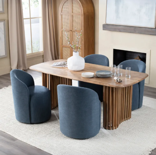 Fairfield Rolling Dining Chair, Cobalt