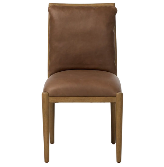 Brown leather chair on a white background