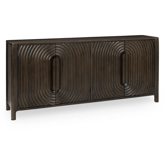 Colson Solid Wood 4 Door Cabinet, Dark Brown