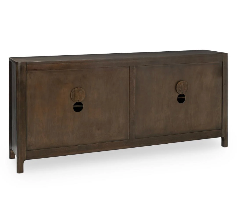 Colson Solid Wood 4 Door Cabinet, Dark Brown