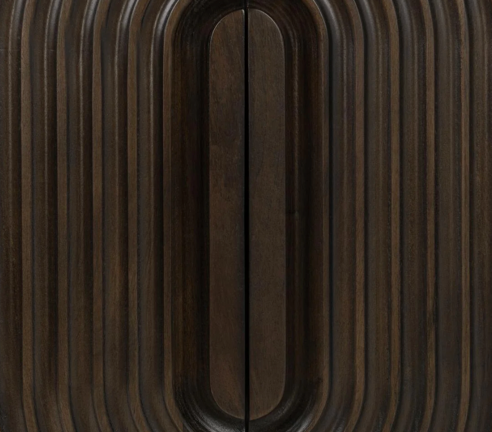 Colson Solid Wood 4 Door Cabinet, Dark Brown