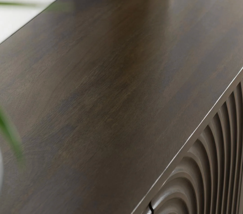 Colson Solid Wood 4 Door Cabinet, Dark Brown