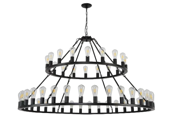 Black 2-Tier 54 Light Chandelier