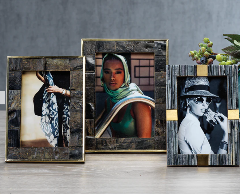 Natural Horn Frame with Brass Trim 5x7