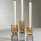 Vienna Two-Tone Crystal Candle Holder - Smoke & Gold (Tall)