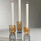 Vienna Two-Tone Crystal Candle Holder - Smoke & Gold (Tall)