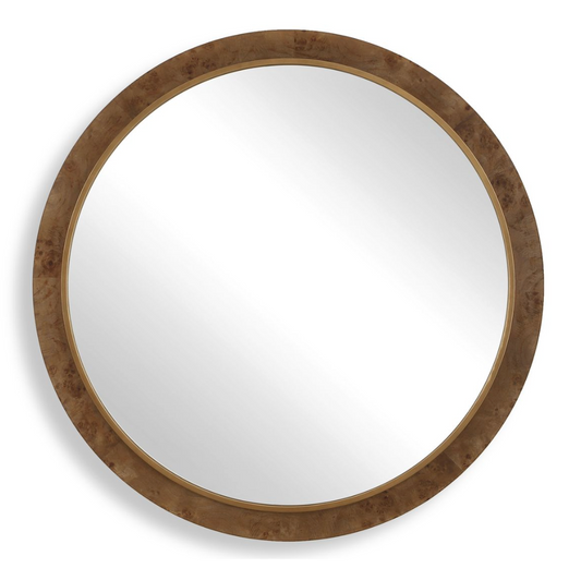Cleveland Round Mirror, Burl Wood