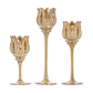 Amber Glass Tulip Candle Holders, Set of 3