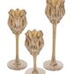 Amber Glass Tulip Candle Holders, Set of 3