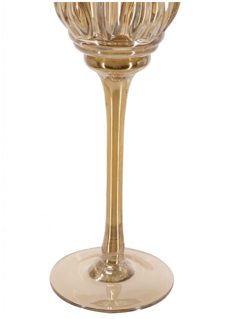 Amber Glass Tulip Candle Holders, Set of 3