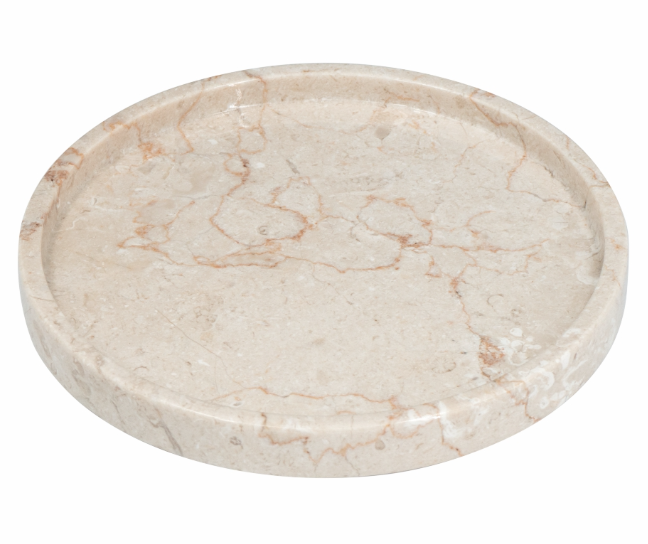 Cream Marble Decorative Plate w/ Raised Trim