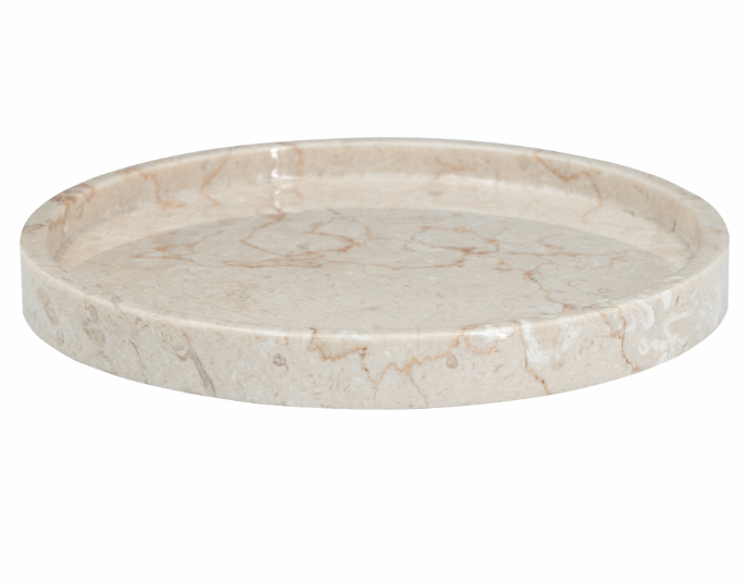 Cream Marble Decorative Plate w/ Raised Trim