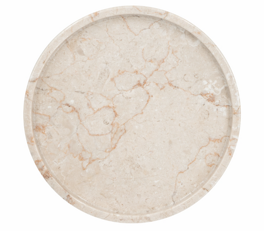 Cream Marble Decorative Plate w/ Raised Trim