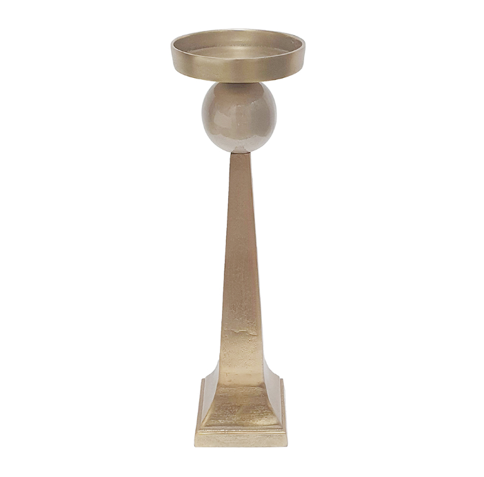 Aluminum Pillar Candle Holder w/ Antique Gold Finish (Various Sizes)