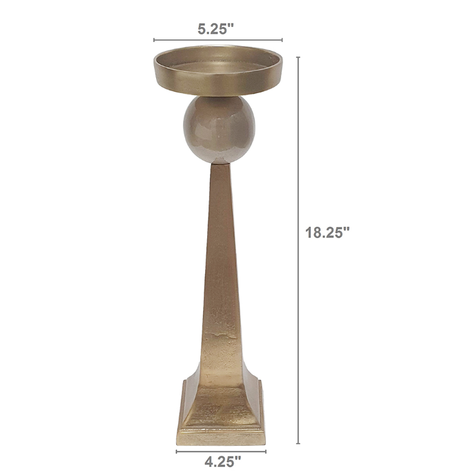 Aluminum Pillar Candle Holder w/ Antique Gold Finish (Various Sizes)