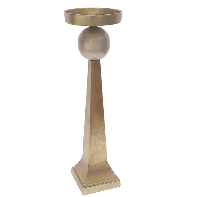 Aluminum Pillar Candle Holder w/ Antique Gold Finish (Various Sizes)